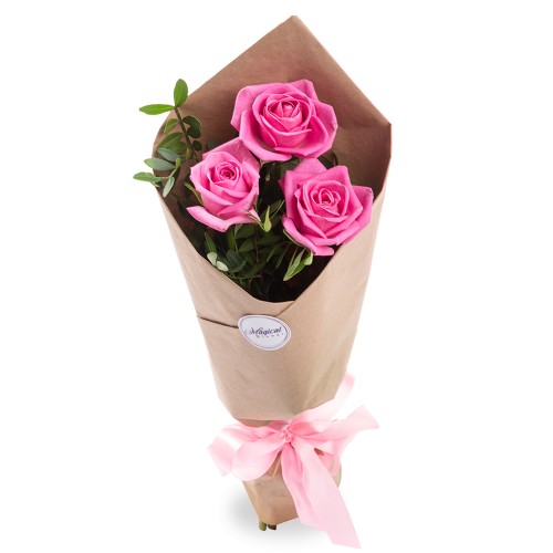 Купить на заказ Букет из 3 розовых роз с доставкой в Форт-Шевченко