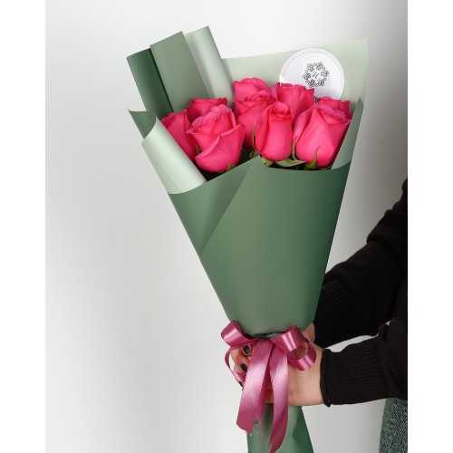 Купить на заказ Букет из 7 розовых роз с доставкой в Форт-Шевченко