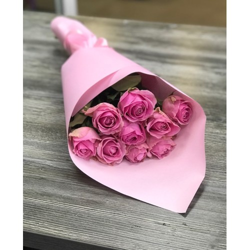 Купить на заказ Букет из 9 розовых роз с доставкой в Форт-Шевченко